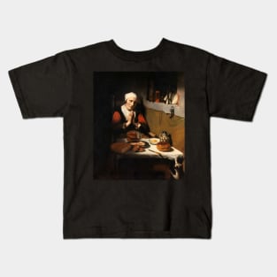 Old Woman Saying Grace by Maes Kids T-Shirt